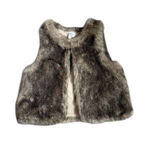 NWT Carter's Faux Fur Vest - Brown and Cream